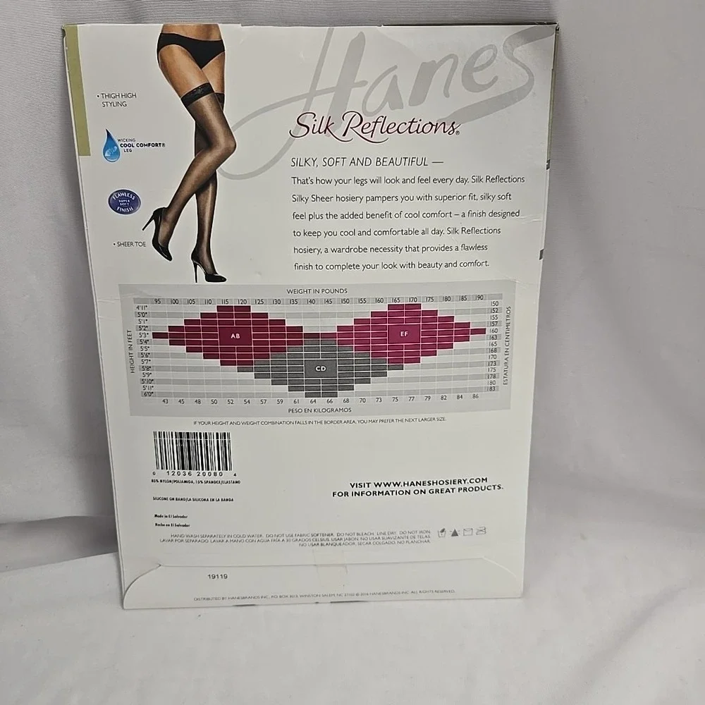 Hanes Silk Reflections Thigh Highs Silky Sheer Toe‎ Size AB Barely Black 720